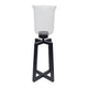 Cole Large Candle Holder | Open Crossed Black Iron Frame | Clear Glass 23"