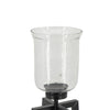 Cole Large Candle Holder | Open Crossed Black Iron Frame | Clear Glass 23"