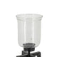 Cole Large Candle Holder | Open Crossed Black Iron Frame | Clear Glass 23"