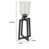 Cole Large Candle Holder | Open Crossed Black Iron Frame | Clear Glass 23"
