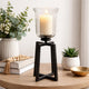 Cole Large Candle Holder | Open Crossed Black Iron Frame | Clear Glass 23"
