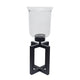 Cole Small Candle Holder | Open X Frame | Black Iron | Clear Glass 19"