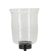 Cole Small Candle Holder | Open X Frame | Black Iron | Clear Glass 19"
