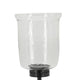 Cole Small Candle Holder | Open X Frame | Black Iron | Clear Glass 19"