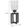 Cole Small Candle Holder | Open X Frame | Black Iron | Clear Glass 19"
