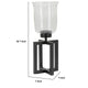 Cole Small Candle Holder | Open X Frame | Black Iron | Clear Glass 19"