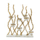 Betty Tea Candle Holder | Gold Branch Design | Glass | White Marble | 18"