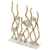 Betty Tea Candle Holder | Gold Branch Design | Glass | White Marble | 18"
