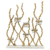 Betty Tea Candle Holder | Gold Branch Design | Glass | White Marble | 18"