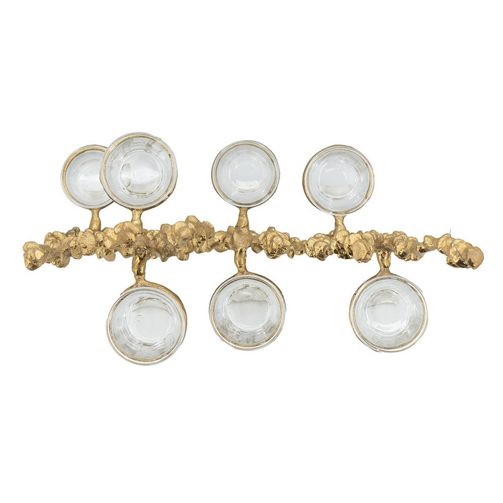 Betty Tea Candle Holder | Gold Branch Design | Glass | White Marble | 18"