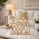 Betty Tea Candle Holder | Gold Branch Design | Glass | White Marble | 18"