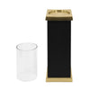 Oshy Hurricane Candle Holder | Gold Aluminum | Black Solid Mango Wood 16"