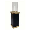 Oshy Hurricane Candle Holder | Gold Aluminum | Black Solid Mango Wood 16"
