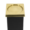 Oshy Hurricane Candle Holder | Gold Aluminum | Black Solid Mango Wood 16"