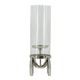 Rexy Hurricane Candle Holder | Minimalist Silver Legs | Clear Glass 16"