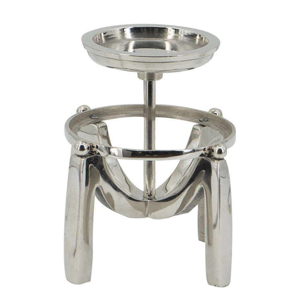 Rexy Hurricane Candle Holder | Minimalist Silver Legs | Clear Glass 16"