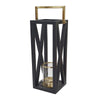 Xoro Lantern | Gold Aluminum | Farmhouse Side Panel | Black Mango Wood 25"