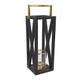 Xoro Lantern | Gold Aluminum | Farmhouse Side Panel | Black Mango Wood 25"