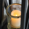 Xoro Lantern | Gold Aluminum | Farmhouse Side Panel | Black Mango Wood 25"