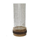 Zylo Decorative Vase | Transparent Cylindrical Glass | Brown Mango Wood 13"