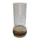 Zylo Decorative Vase | Transparent Cylindrical Glass | Brown Mango Wood 13"