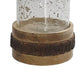 Zylo Decorative Vase | Transparent Cylindrical Glass | Brown Mango Wood 13"