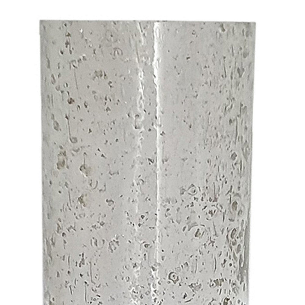 Zylo Decorative Vase | Transparent Cylindrical Glass | Brown Mango Wood 13"