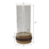 Zylo Decorative Vase | Transparent Cylindrical Glass | Brown Mango Wood 13"