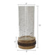 Zylo Decorative Vase | Transparent Cylindrical Glass | Brown Mango Wood 13"