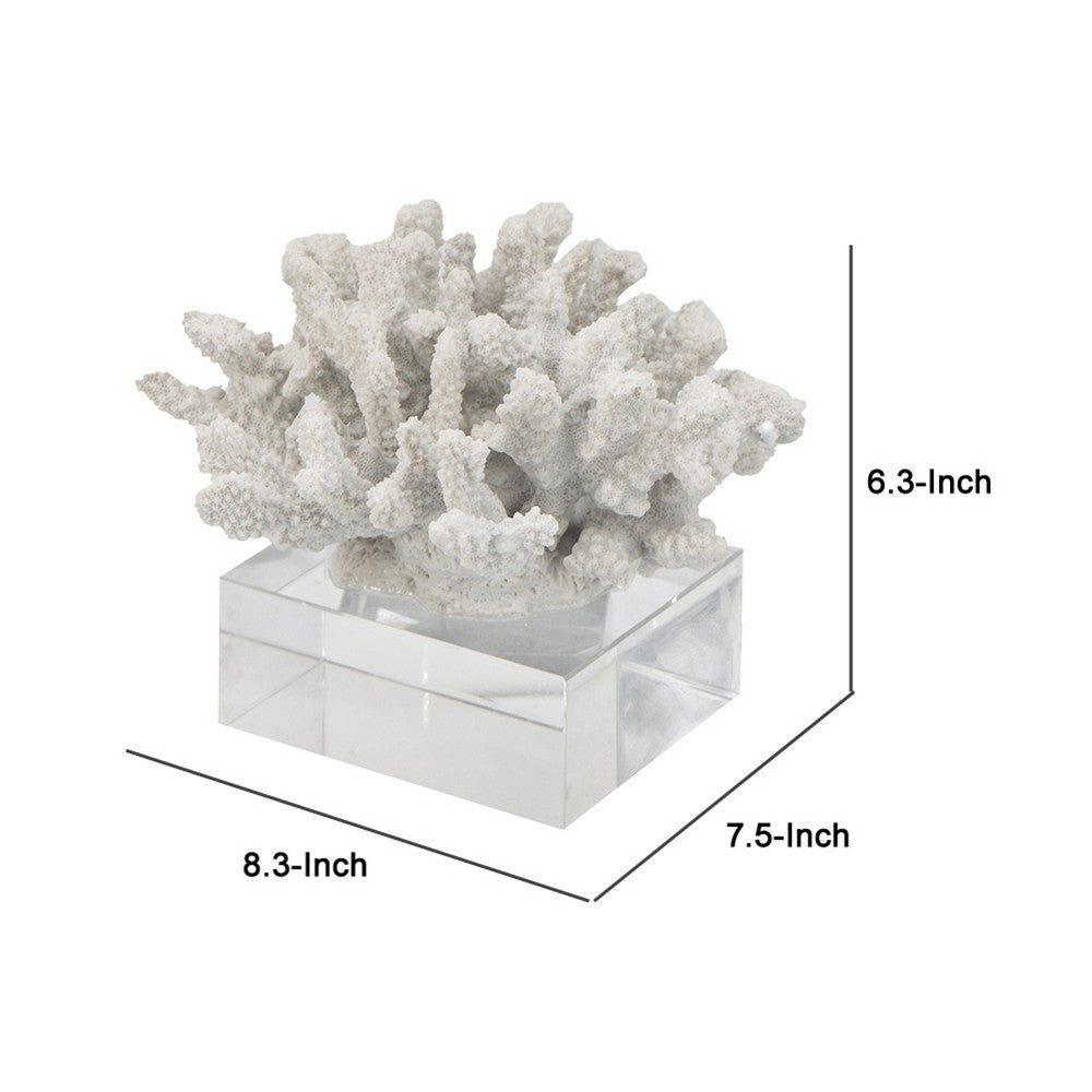 Davy Inna Rising Faux Coral Accent | Clear Glass | Natural White Resin 8"