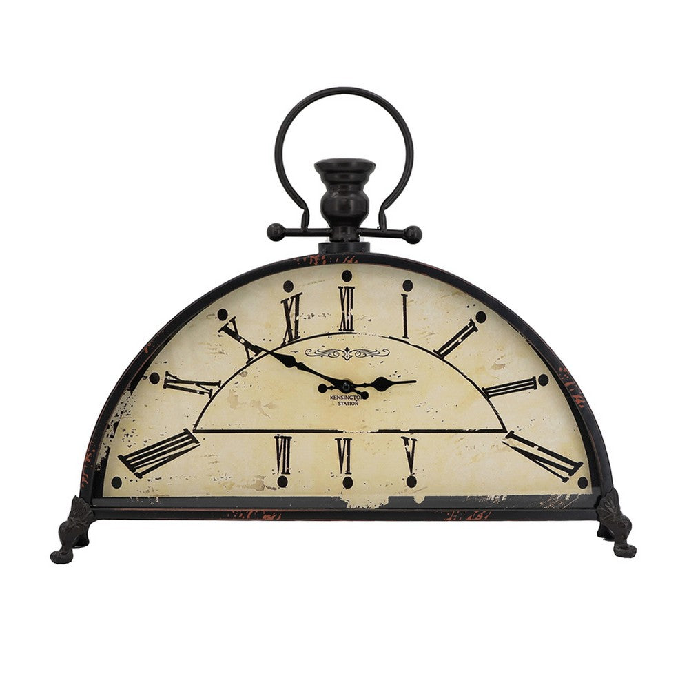Nancy Table Clock | Vintage Inspired Classic Roman Dial | Brown Iron 18"