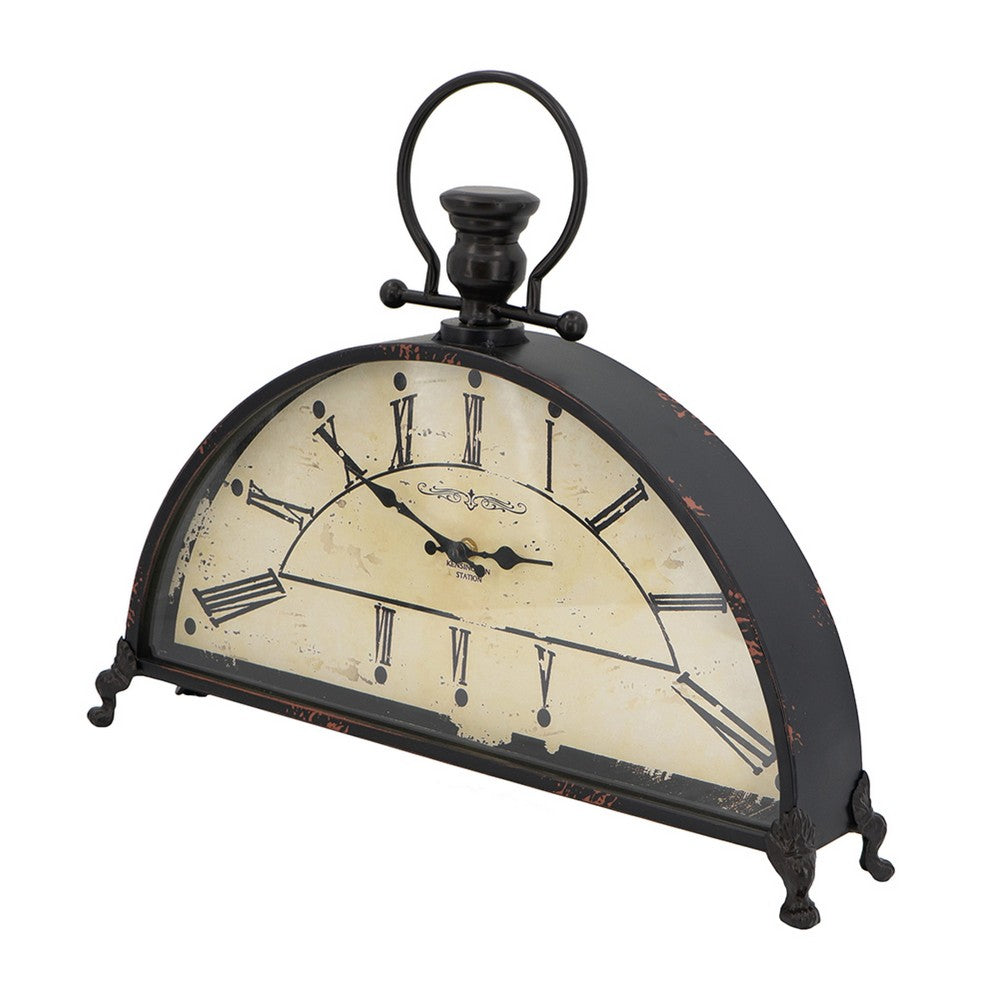 Nancy Table Clock | Vintage Inspired Classic Roman Dial | Brown Iron 18"
