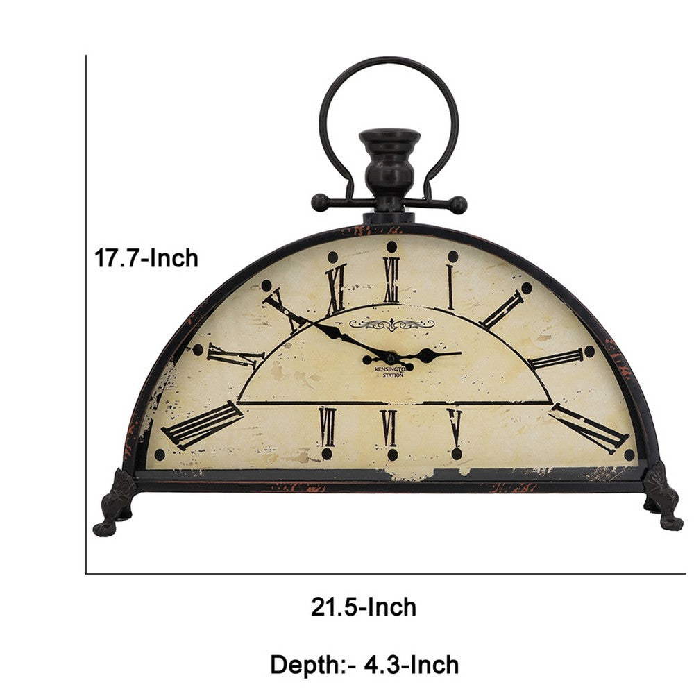 Nancy Table Clock | Vintage Inspired Classic Roman Dial | Brown Iron 18"