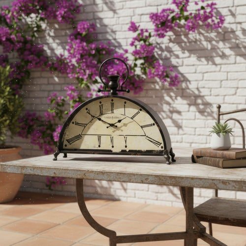 Nancy Table Clock | Vintage Inspired Classic Roman Dial | Brown Iron 18"