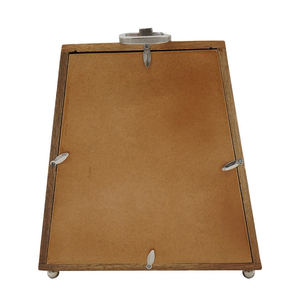 Lizzy Tapered Table Clock | Nickel-Tone Dial | Solid Mango Wood Frame 11"