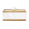 Plushy Decorative Box w Lid | White Marble | Gold Aluminum-Iron 14"