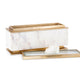 Plushy Decorative Box w Lid | White Marble | Gold Aluminum-Iron 14"