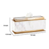 Plushy Decorative Box w Lid | White Marble | Gold Aluminum-Iron 14"