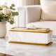 Plushy Decorative Box w Lid | White Marble | Gold Aluminum-Iron 14"
