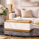 Plushy Decorative Box w Lid | White Marble | Gold Aluminum-Iron 14"