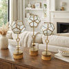 Suzie Jada Terrarium Lantern Set of 3 | Bronze Iron | Mango Wood 15 17 19"