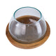 Kristy Round Decorative Bowl w Natural Teak Wood Base | Glass Cover 10"