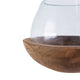 Kristy Round Decorative Bowl w Natural Teak Wood Base | Glass Cover 10"
