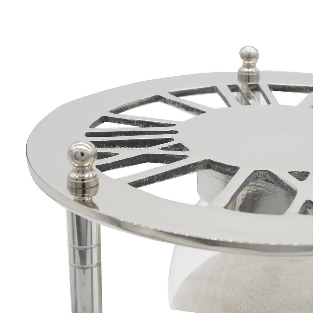 Layla Decorative Hourglass | Glass Chambers | Silver Aluminum Frame 12"