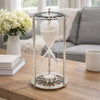 Layla Decorative Hourglass | Glass Chambers | Silver Aluminum Frame 12"