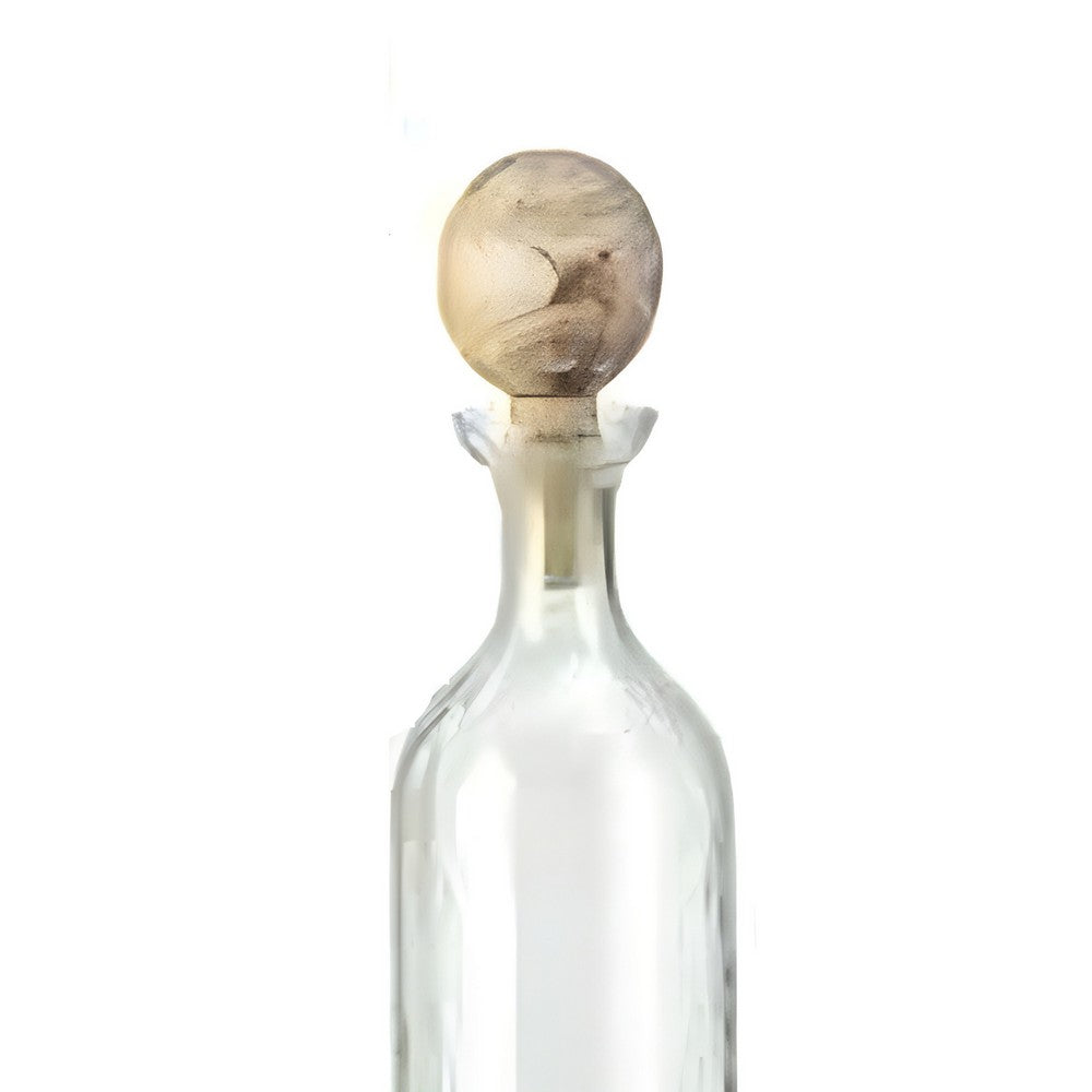 Hazie Decorative Glass Bottles Set of 3 | Mango Wood Stoppers 16 & 18"