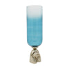Joane Tall Decorative Vase | Gold Aluminum Stand | Blue-White Glass 21"
