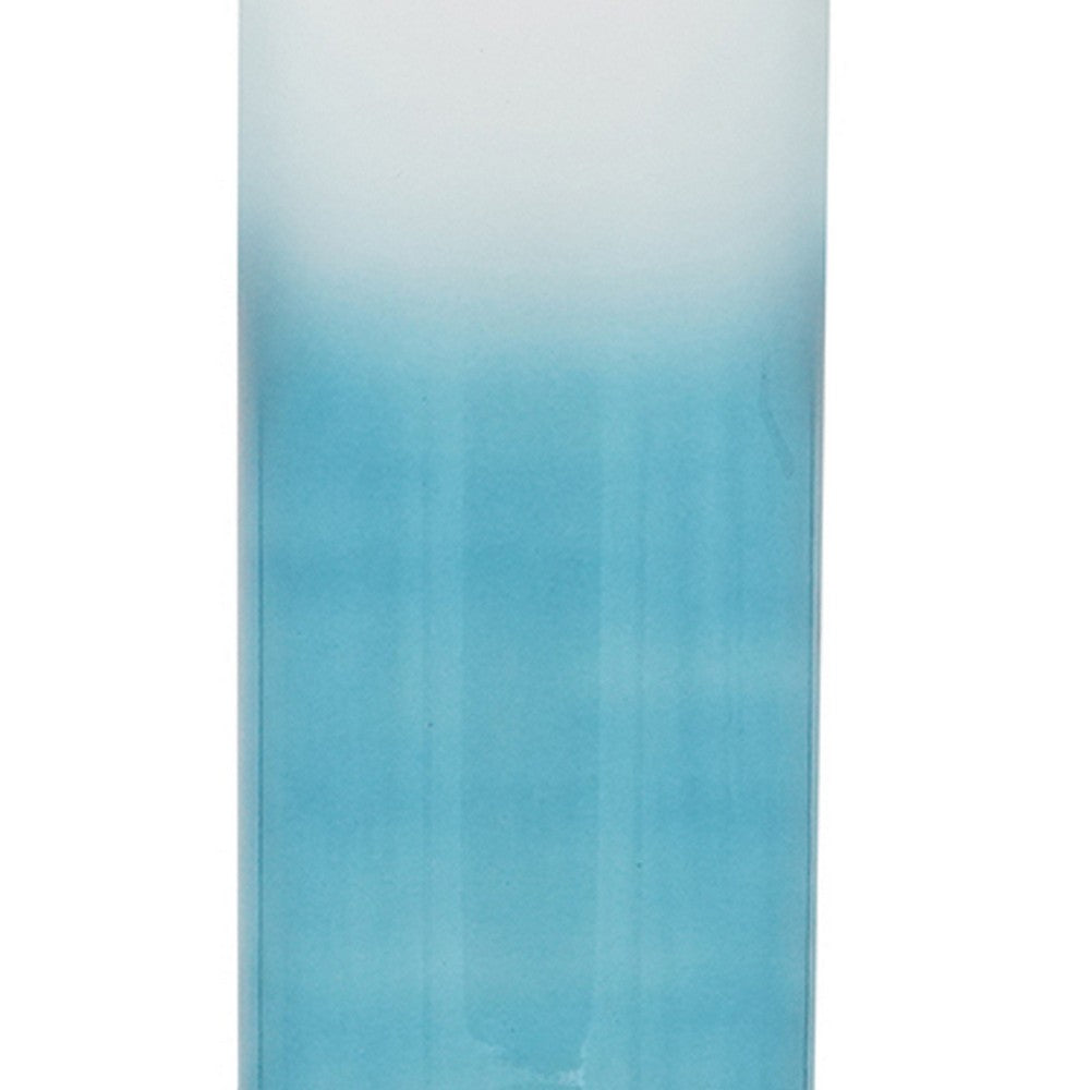 Joane Tall Decorative Vase | Gold Aluminum Stand | Blue-White Glass 21"