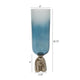 Joane Tall Decorative Vase | Gold Aluminum Stand | Blue-White Glass 21"