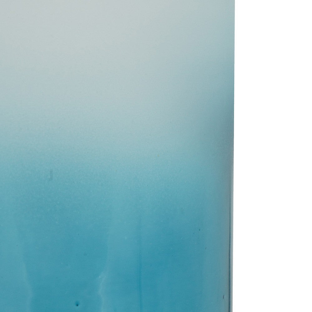 Joane Small Decorative Vase | Gold Aluminum Stand | Blue-White Glass 18"